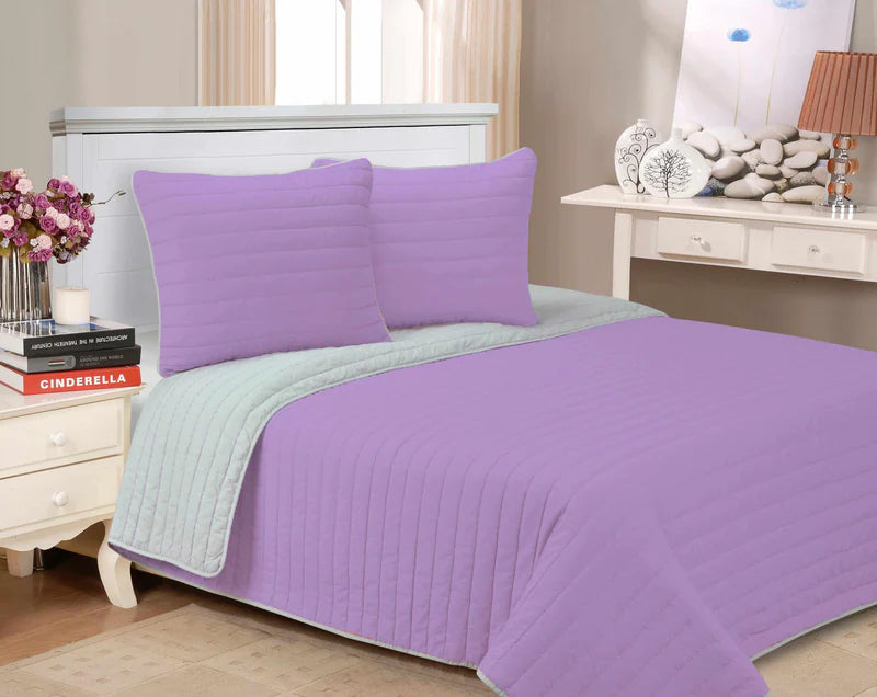 Brandon Solid Cotton Reversible Breathable Quilt Set - King Size Bedding, All-Season Comfort for Home & Guest Room - Soft & Hypoallergenic