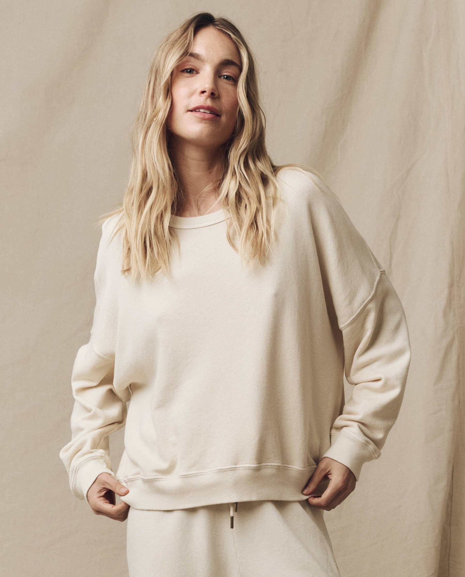 The Teammate Sweatshirt - Solid Washed White Crewneck Pullover | Comfortable Casual Wear for Team Sports, Gym & Everyday Outfits
