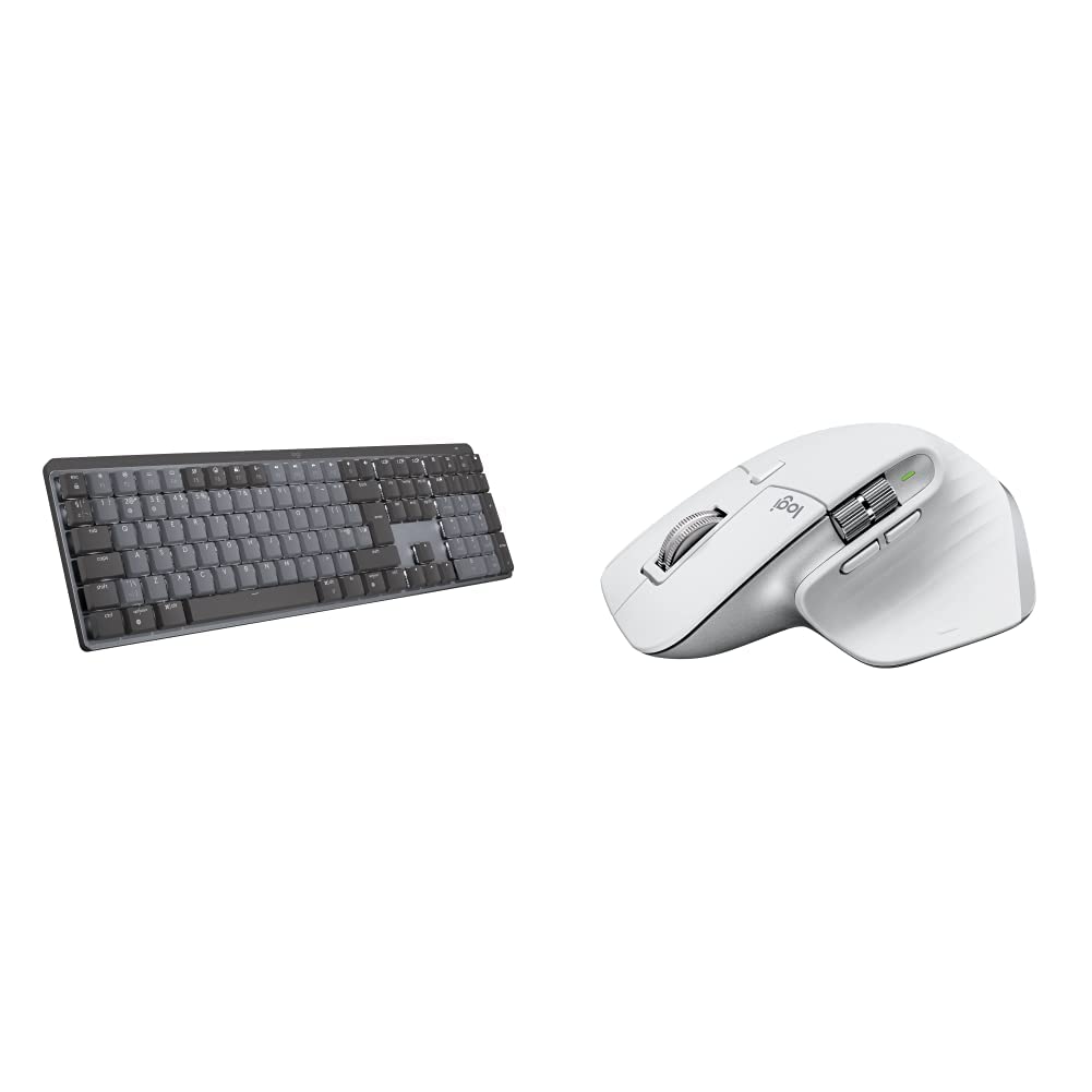 Logitech MX Mechanical Wireless Illuminated Keyboard & MX Master 3S Wireless Mouse Combo - Grey Ergonomic Set with Backlit Keys, 8K DPI, Ultra-fast Scrolling, USB-C Charging - Perfect for Office Work, Gaming & Graphic Design