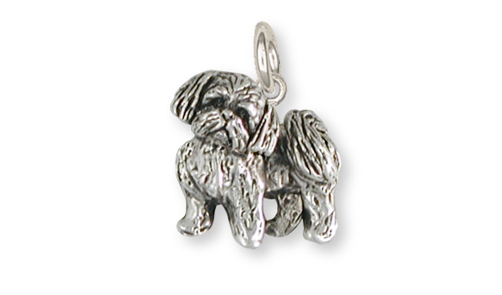 Handmade Sterling Silver Shih Tzu Charm Dog Jewelry - Perfect for Dog Lovers & Pet Memorial Gifts (SZ21-C)