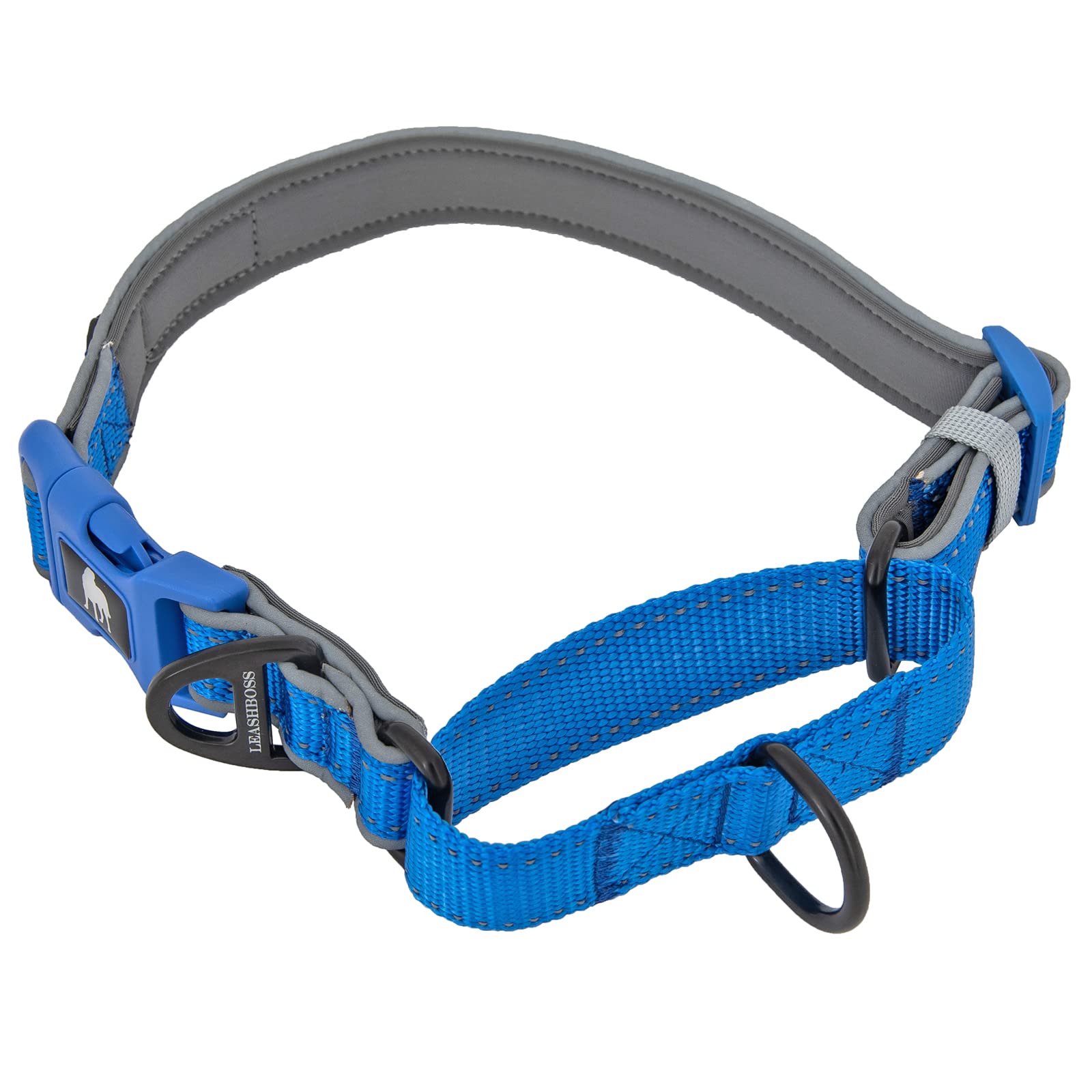 **Leashboss Martingale Dog Collar – Reflective Nylon No-Pull Training Collar for Small, Medium & Large Dogs | Adjustable Quick-Release Buckle | Perfect for Walks, Training & Nighttime Safety**