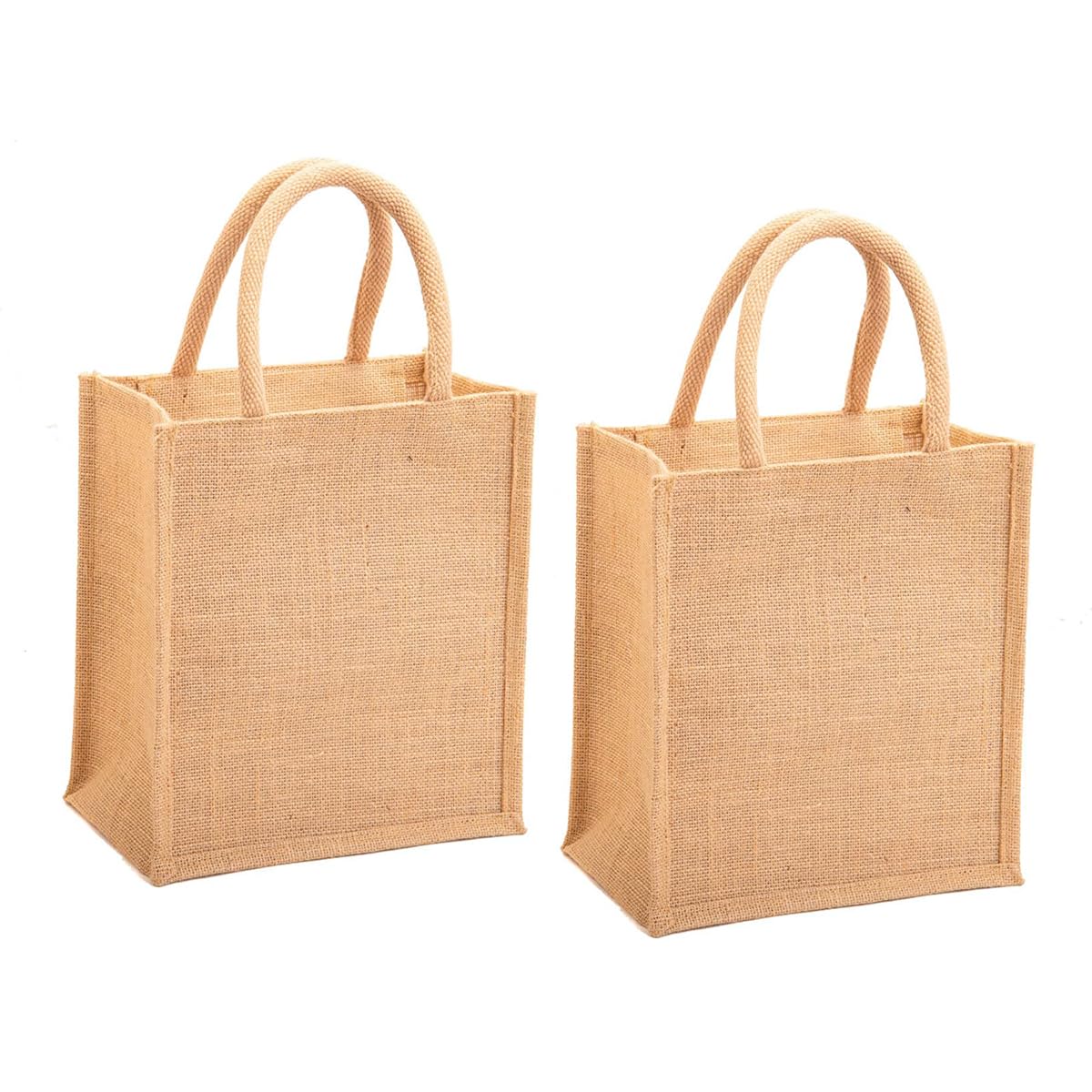 Clapcart Set of 2 Waterproof Jute Lunch Bags with Zipper Closure - Reusable Tote Bags for Office, Work, School & Picnic | Eco-Friendly & Multipurpose for Men & Women (Offwhite)