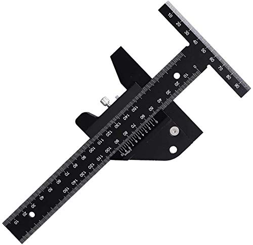 Premium Aluminum Alloy T-Shape Ruler - Metric & Imperial Scale Marking Tool for Woodworking, Carpentry, and DIY Projects | Perfect for Measuring, Layout, and Line Drawing in Workshops