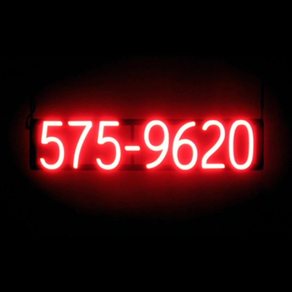 SpellBrite 7 Digit LED Business Phone Number Sign - Red Neon Style Light Up Display (28.3x6.3 Inches) - Perfect for Storefronts, Restaurants & Retail Windows
