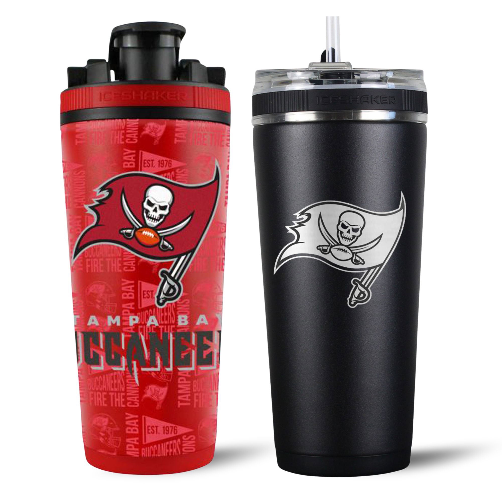Tampa Bay Buccaneers 4D Shaker Cup & Flex Water Bottle Bundle - Perfect for Gym, Sports & Tailgating - Official NFL Team Merchandise