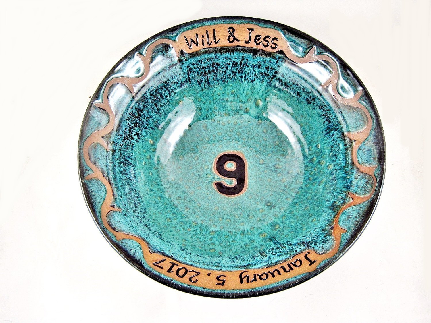Handmade Blue Ceramic Bowl - 9th Year Wedding Anniversary Gift for Couples - Unique Pottery Dish for Fruit, Salad, Serving or Home Decor - Perfect for Dining, Gifting & Rustic Kitchen Decor