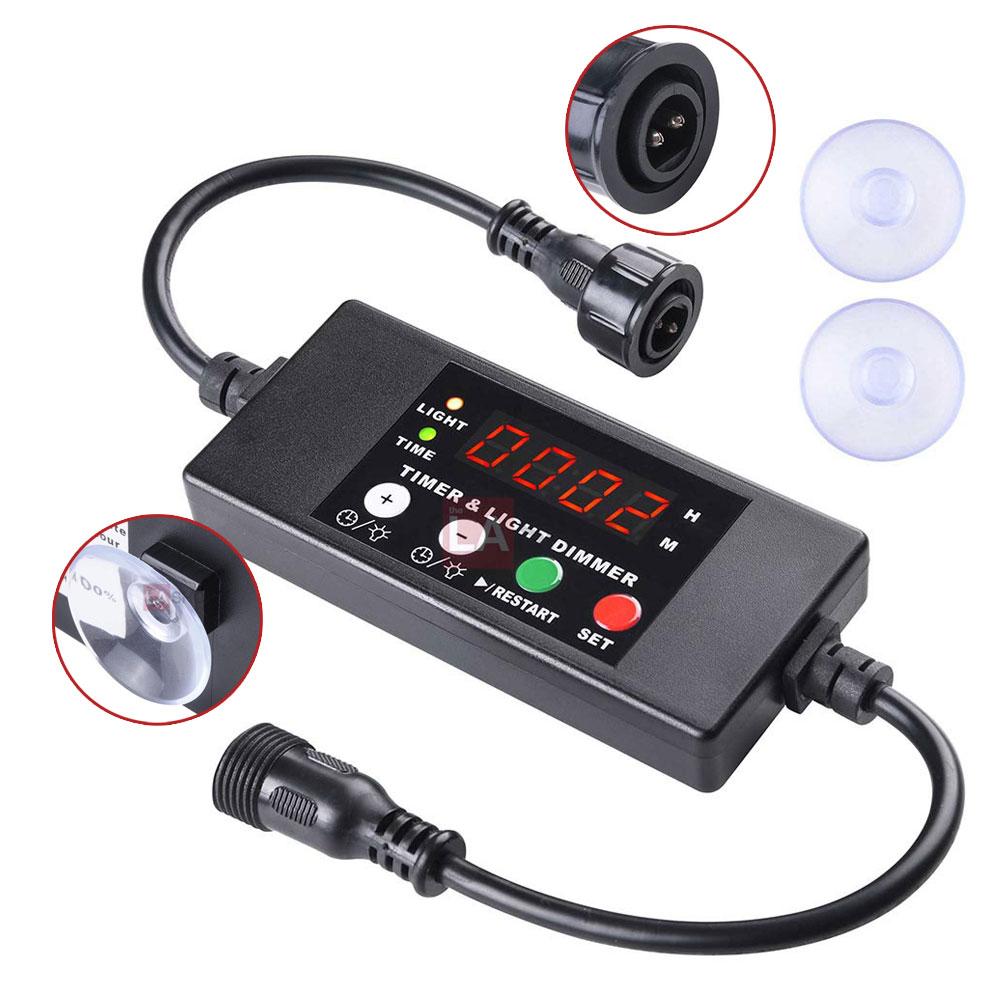 AquaBasik DC 12V 24V Aquarium LED Light Controller with Dimmer & Timer - Adjustable Brightness for Fish Tank, Coral Reef, and Planted Aquariums - Includes 2 Suction Cups for Easy Installation