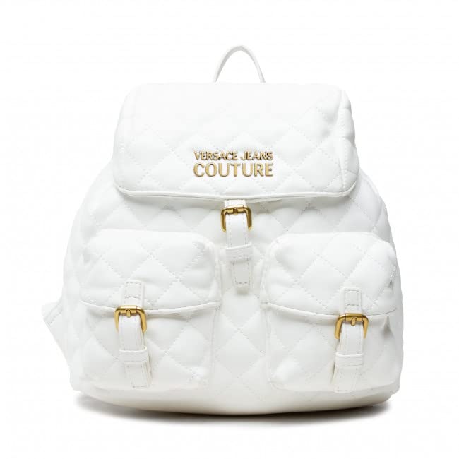 Versace Jeans Couture Women's White Quilted Backpack - Luxury Designer Handbag for Travel, Work & Everyday Use