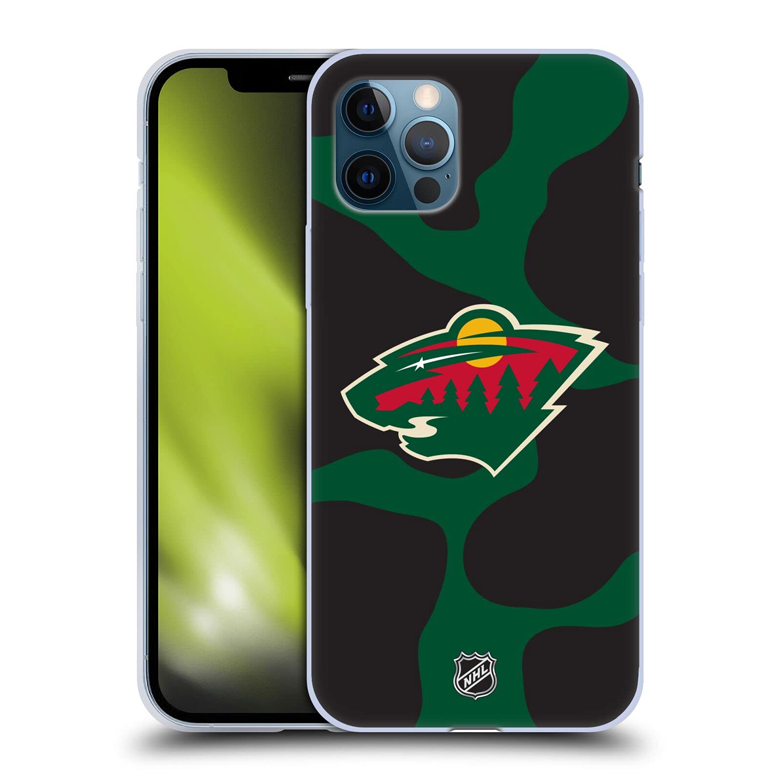 Officially Licensed NHL Minnesota Wild Cow Pattern Soft Gel Case for Apple iPhone 12 & 12 Pro - Durable Protective Phone Cover for Hockey Fans & Sports Enthusiasts