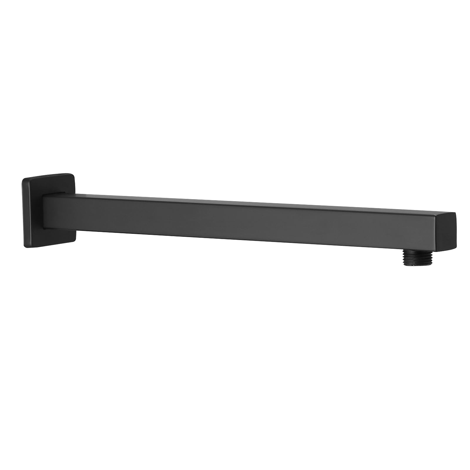BESy 14 Inch Straight Extended Shower Arm with Flange - Matte Black Stainless Steel Wall-Mounted Shower Head Extension Pipe for Rain Shower & Square Rod | Bathroom Upgrade, Modern Home Renovation
