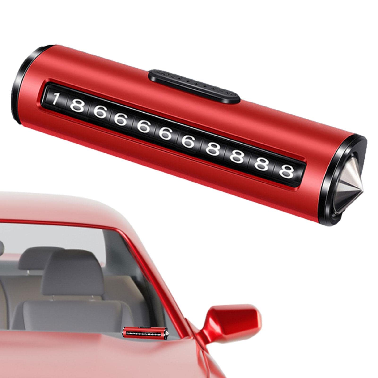 SOOBE Temporary Car Parking Card - Universal Alloy Parking Stop Sign with Phone Number Plate, Glass Breaker & Seatbelt Cutter | Perfect for Emergency, Visitor Parking & Roadside Safety