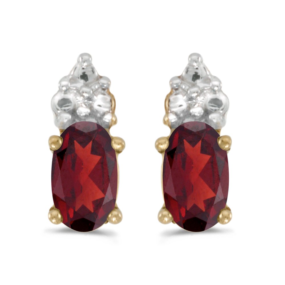 14K Yellow Gold Oval Garnet Stud Earrings for Women - Dainty Birthstone Jewelry Gift for Anniversary, Valentine's Day - Perfect for Everyday Wear & Special Occasions