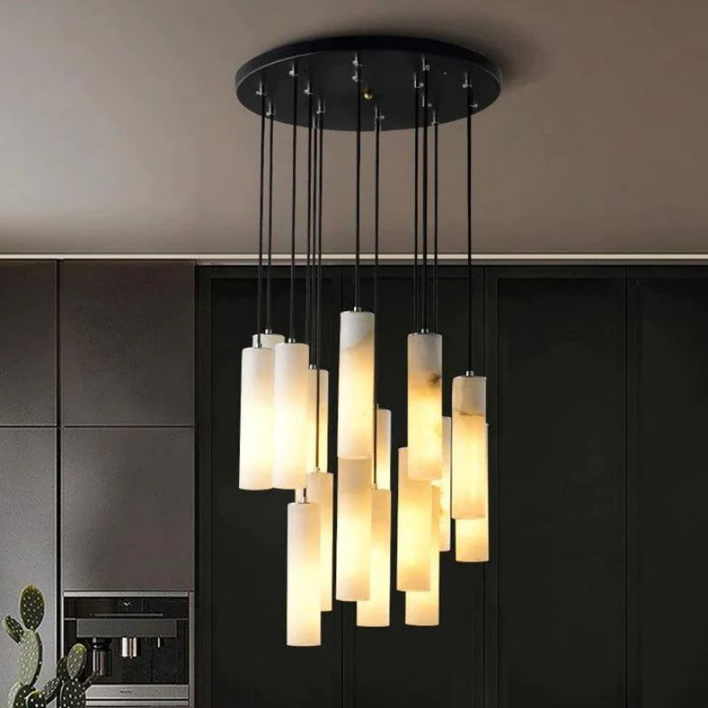 Labster Modern Cylindrical Round Chandelier - Sleek LED Ceiling Light Fixture for Dining Room, Bedroom & Living Room Decor