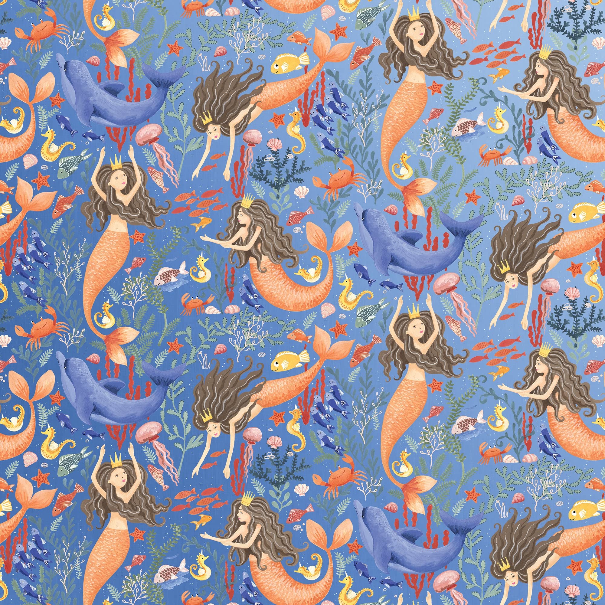 Premium Jillson & Roberts Bulk Gift Wrap - 208 Feet x 30 Inches Mermaid Blue Wrapping Paper Roll for Birthdays, Weddings & Holidays | Everyday Gift Wrapping Supplies for Parties, Corporate Events & Retail Stores