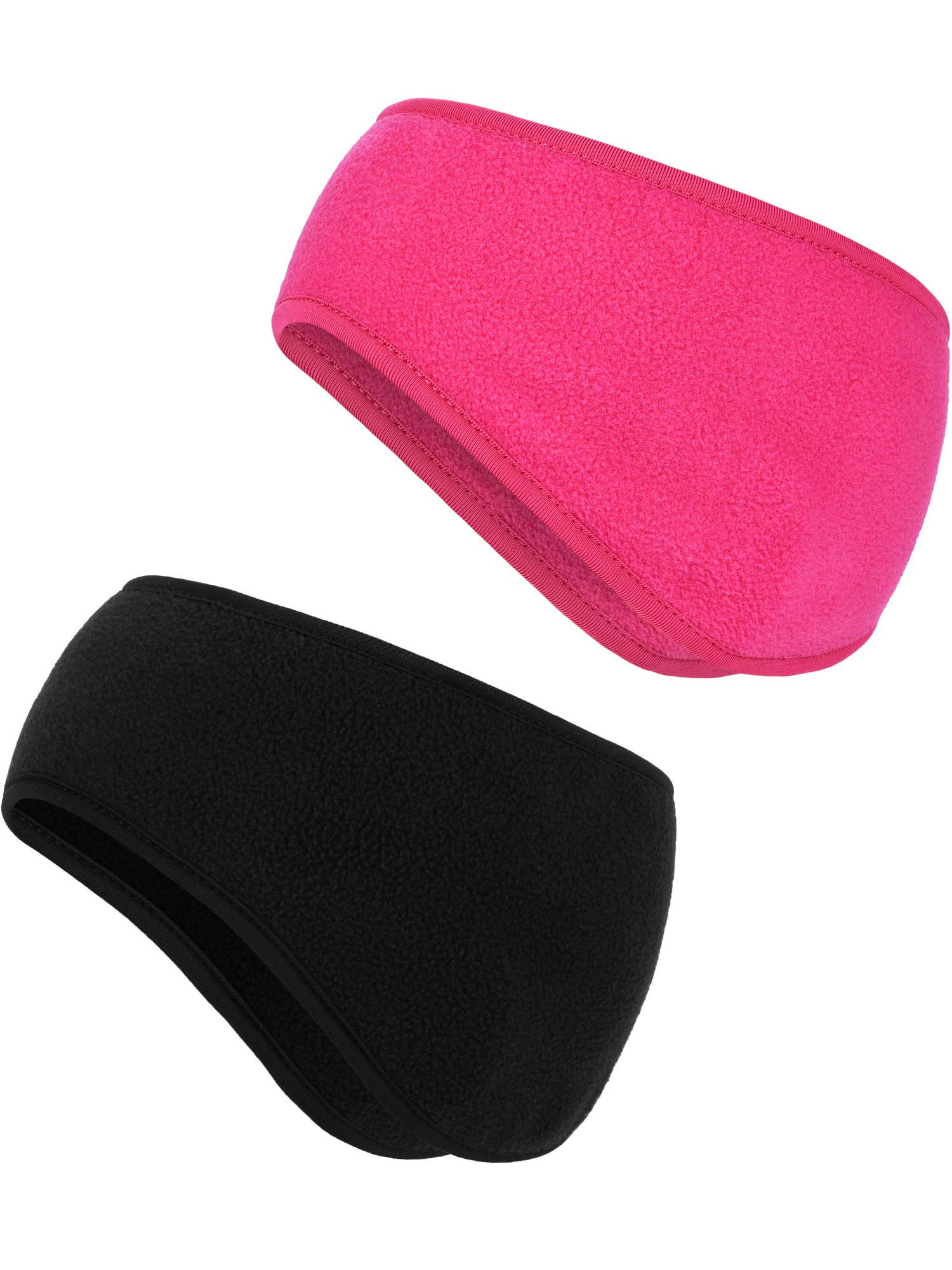 Boao 2 Pack Fleece Ear Warmers Headbands for Women & Men - Soft Winter Ear Muffs for Cold Weather - Perfect for Skiing, Running, Hiking & Outdoor Activities