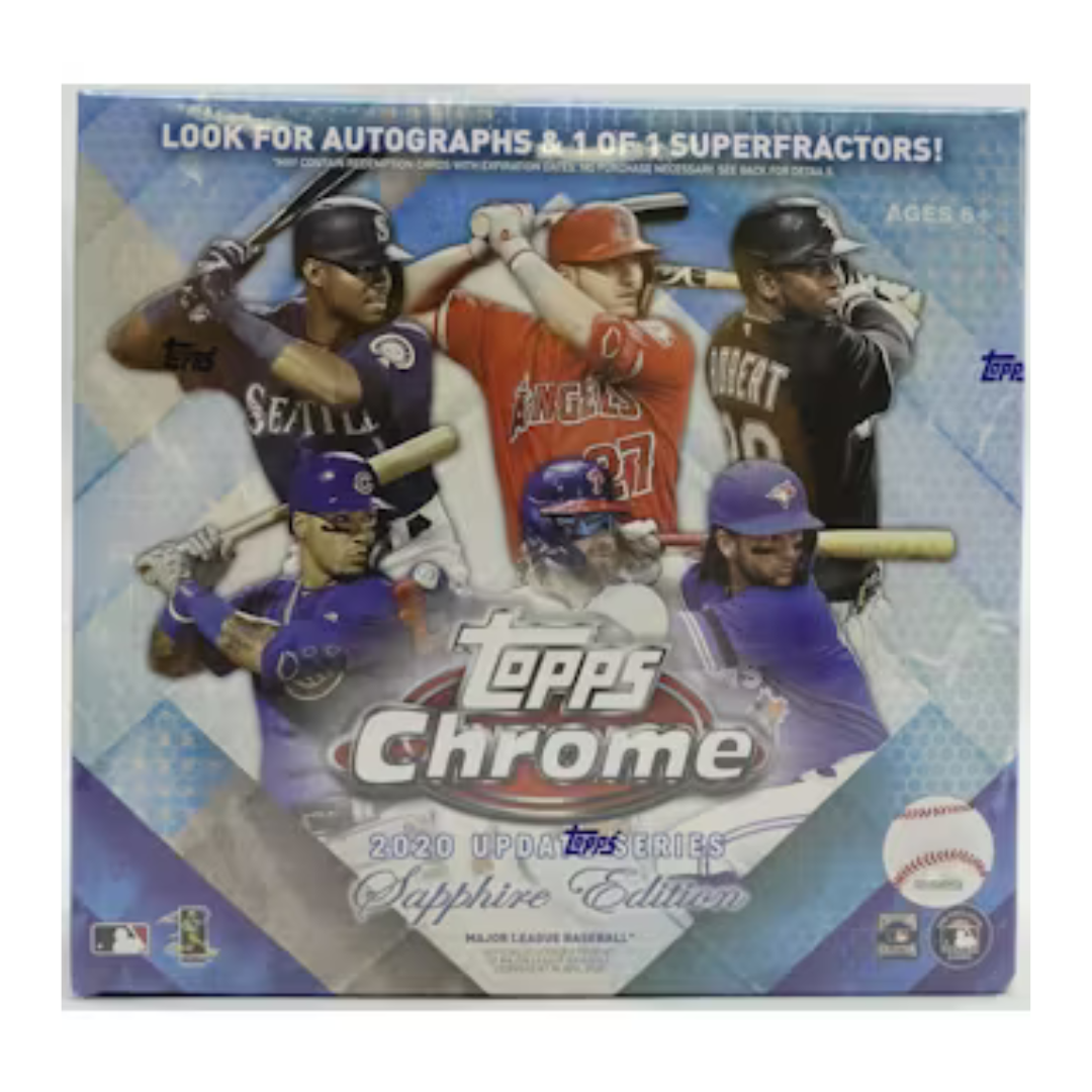 2020 Topps Chrome Update Sapphire Baseball Card Box - Limited Edition Collectible Trading Cards for Sports Fans & Enthusiasts - Perfect for Gifts, Display, and Investment