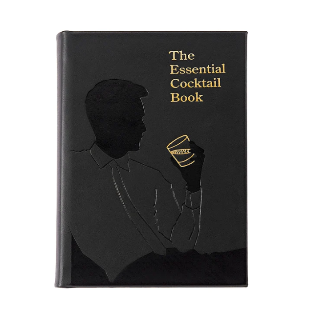 Black Leather Essential Cocktail Recipe Book - Classic Bar Guide for Home Bartenders & Party Hosts