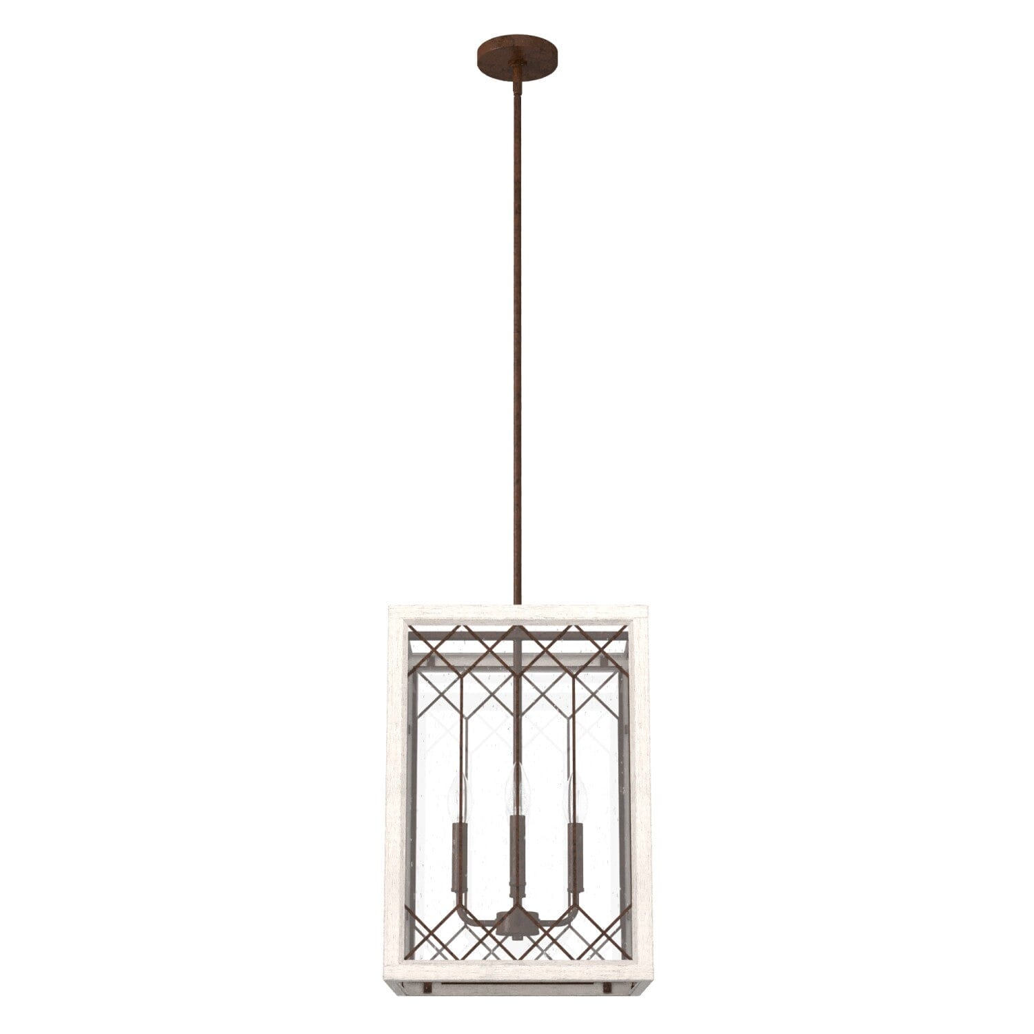14 Inch Chevron 4-Light Lantern Chandelier - Perfect for Dining Room, Kitchen Island & Farmhouse Decor