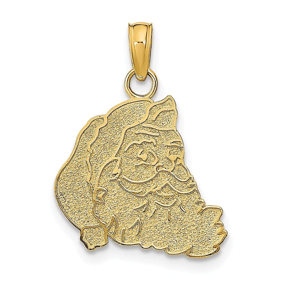 14K Yellow Gold Santa Face Charm Pendant for Women - Textured Flat Design, Christmas Jewelry Gift - Perfect for Holiday Parties, Tree Decor & Festive Outfits