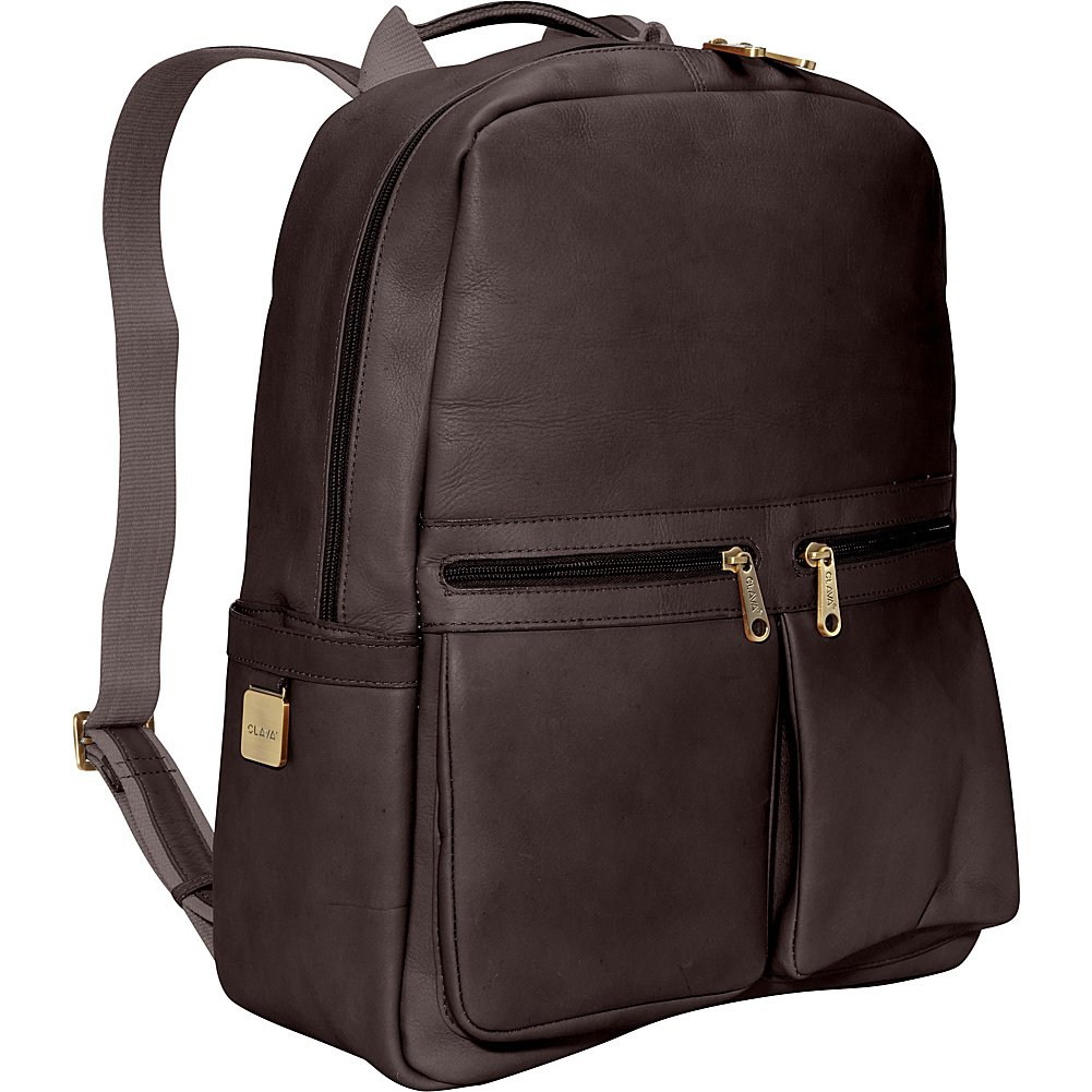 Stylish City Pocket Laptop Backpack for Women & Men - Vachetta Cafe Brown Leather Look - Perfect for Work, Travel & College (Fits 15.6