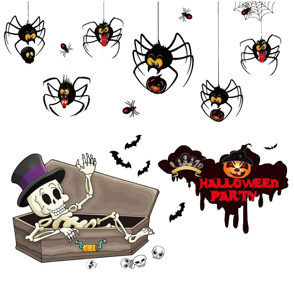 Spooky Halloween Decorations - Scary Party Glass Stickers & Scene Arrangement for Halloween Home Decor, Outdoor Yard Display & Themed Party Supplies