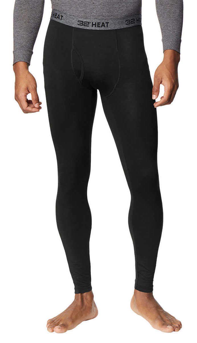 32 DEGREES Men's Thermal Heat Pants 2-Pack - Soft Fleece-Lined Winter Base Layer for Cold Weather, Hiking & Outdoor Activities