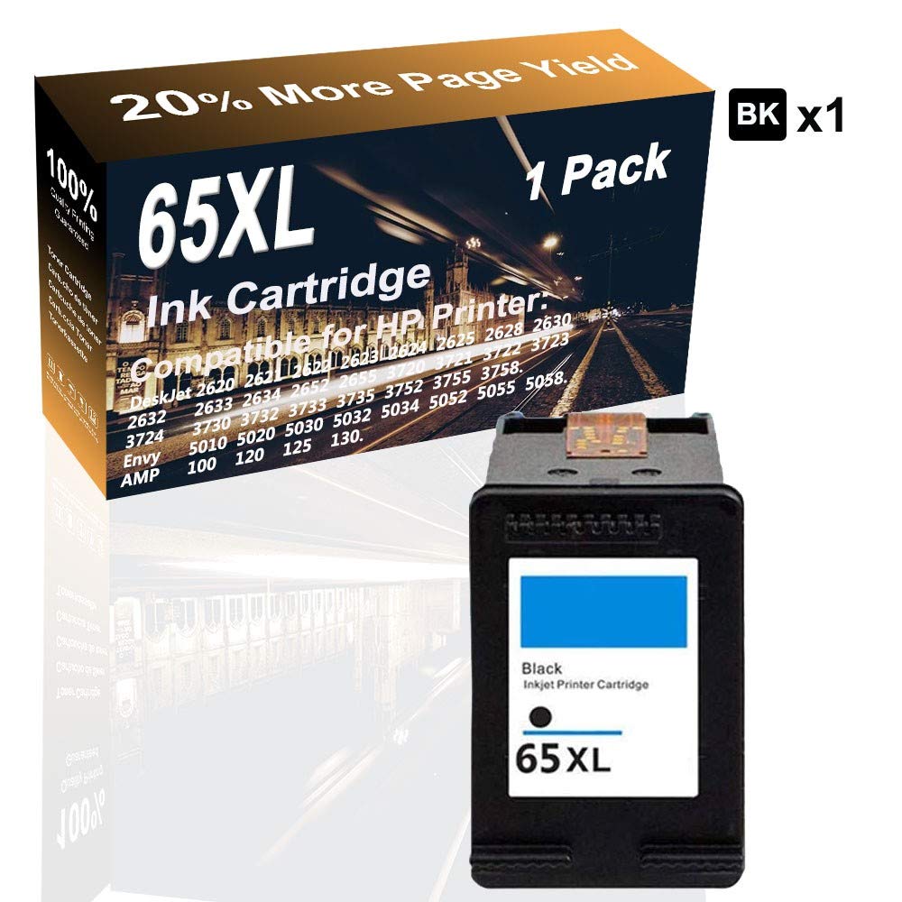 High Yield Remanufactured HP 65XL Black Ink Cartridge (1-Pack) - Compatible with HP 3723/3724/3730/3732/3733/3735/3752/3755/3758/5055/5058/125/130 Printers - Perfect for Home & Office Printing Needs