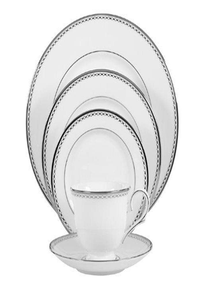 Lenox Pearl Platinum Bone China 5-Piece Place Setting - Elegant White Dinnerware Set for 1, Perfect for Formal Dining & Special Occasions