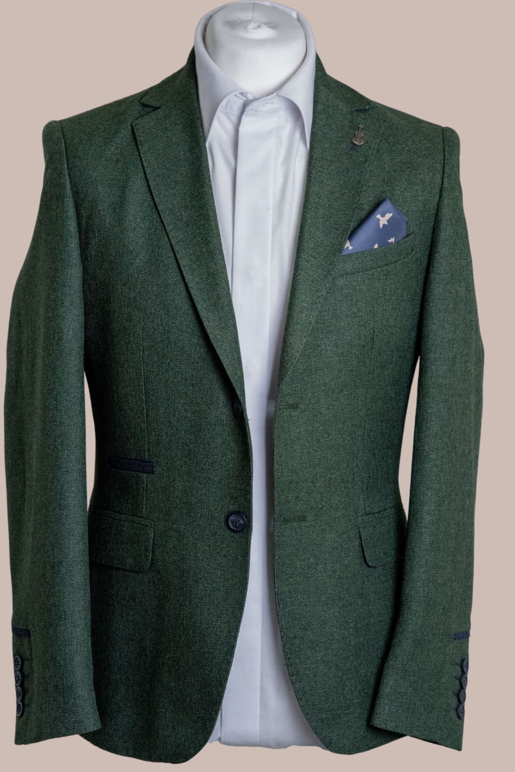 Fratelli Robbie Men's Olive Green Tweed Blazer Jacket - Slim Fit Casual Sport Coat for Business, Weddings & Formal Events