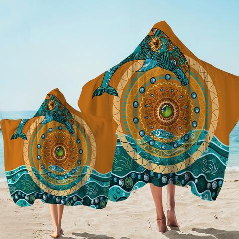 Dolphin Mandala Hooded Towel for Kids - Soft Baby Bath Towel with Cute Dolphin Design - Perfect for Beach, Pool & Bath Time