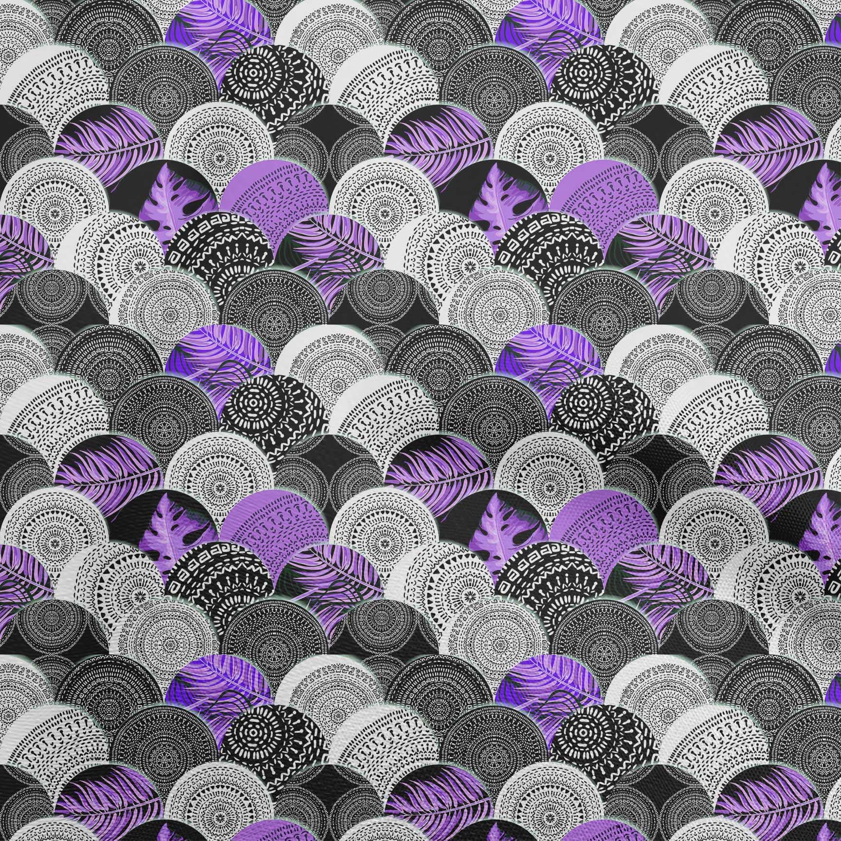 oneOone Viscose Jersey Purple Mandala Print Fabric - 60 Inch Wide Soft DIY Sewing Material for Dresses, Scarves & Home Decor | Asian Inspired Printed Fabric by The Yard