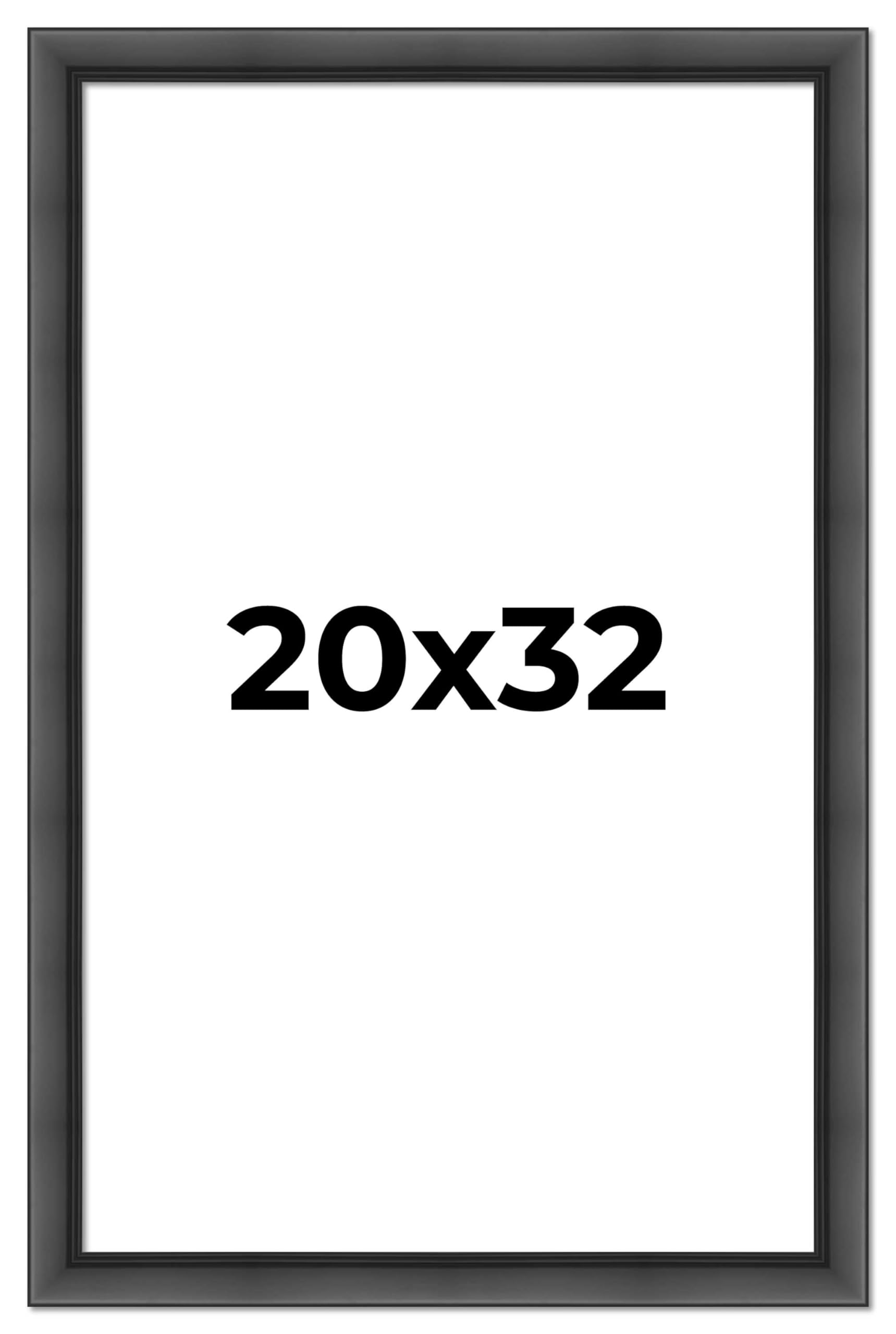 20x32 Inch Solid Wood Black Picture Frame - 1.5 Inch Width & 0.5 Inch Depth - Modern Photo Frame with UV Acrylic, Foam Board Backing & Hanging Hardware - Perfect for Wall Decor, Family Photos, Art Displays & Home Office Decorations