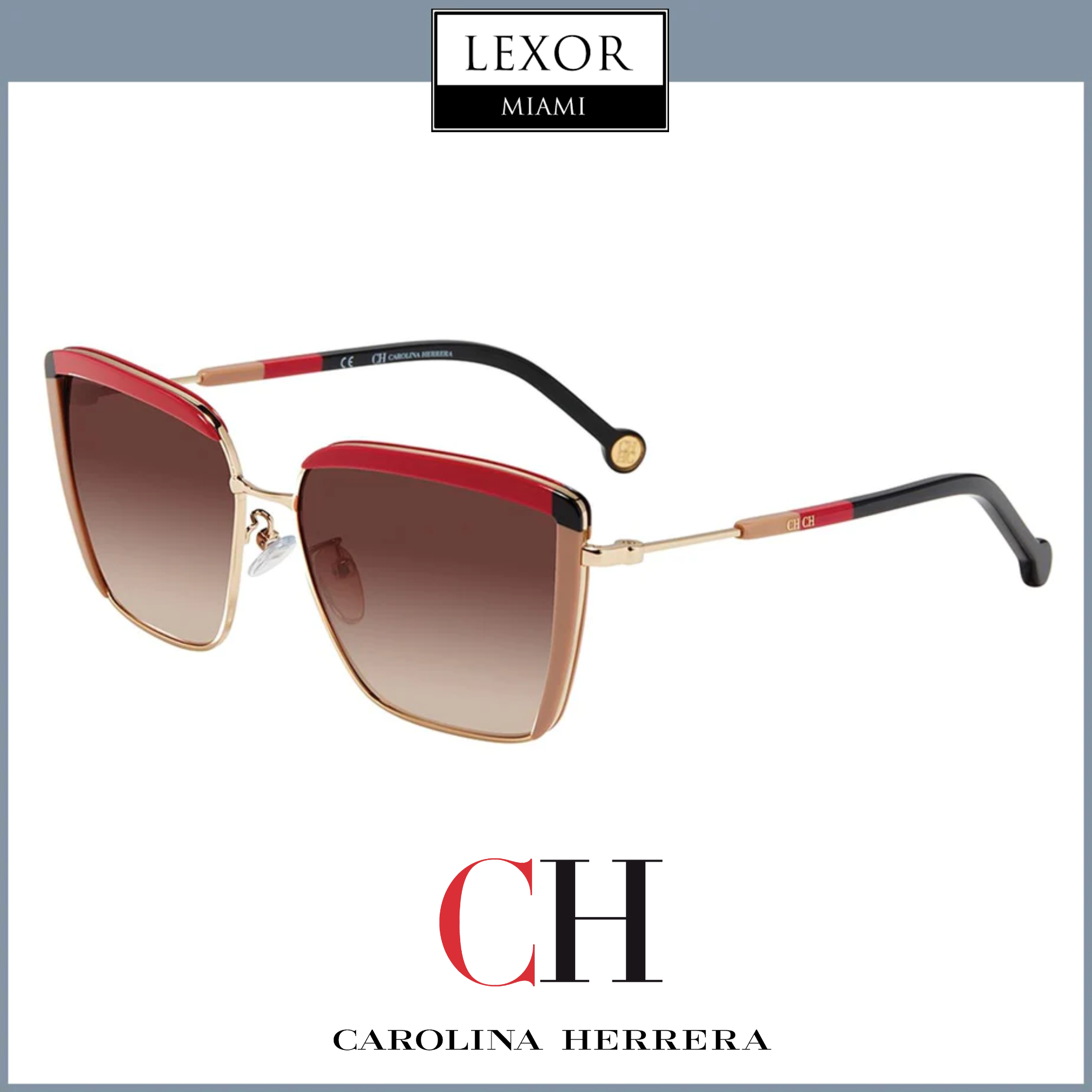Carolina Herrera SHE148 300Y 57mm Women's Sunglasses - UV Protection, Fashionable & Lightweight for Outdoor Activities, Beach & Driving