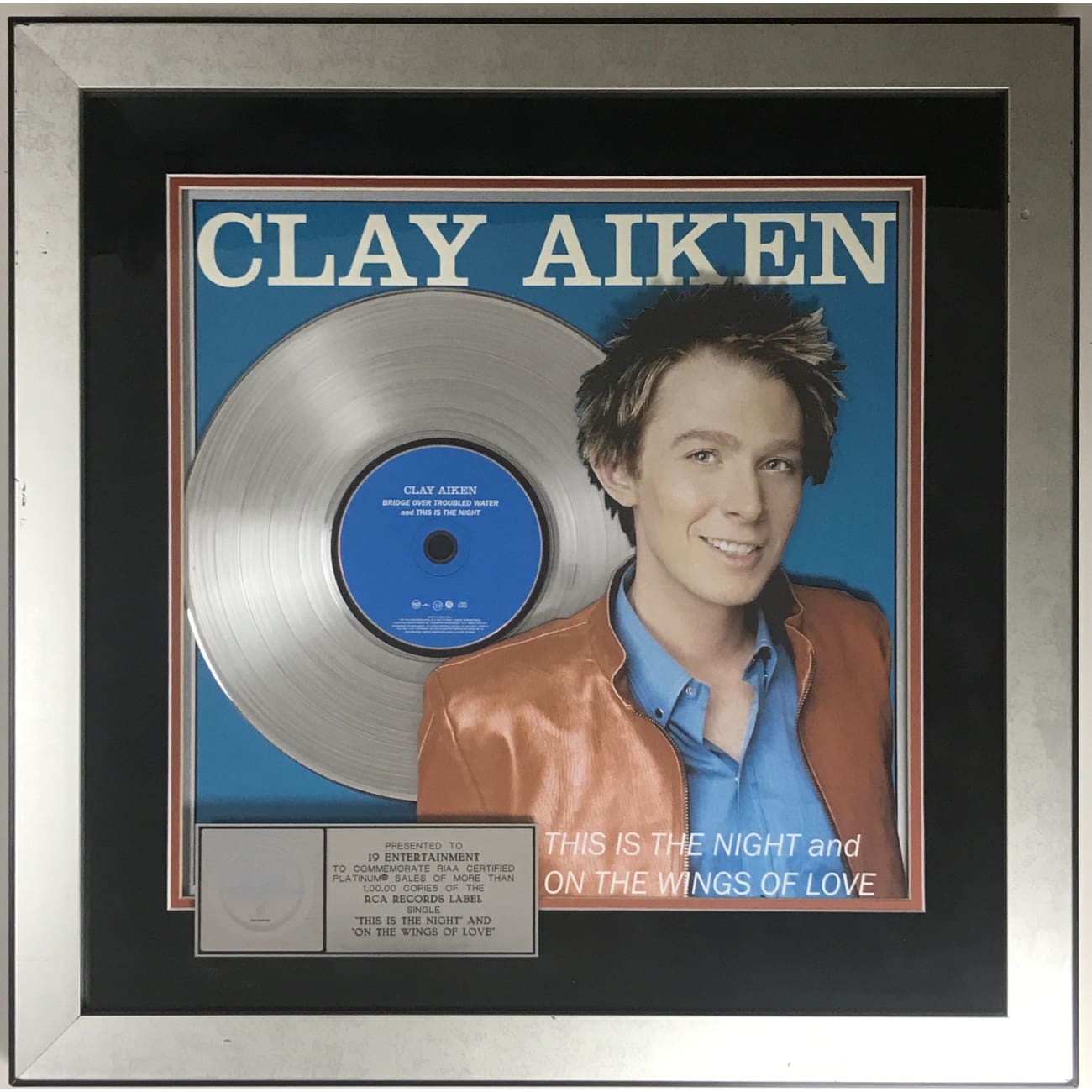 Clay Aiken This Is The Night RIAA Platinum Single Award - Official Music Collectible for Fans & Home Decor
