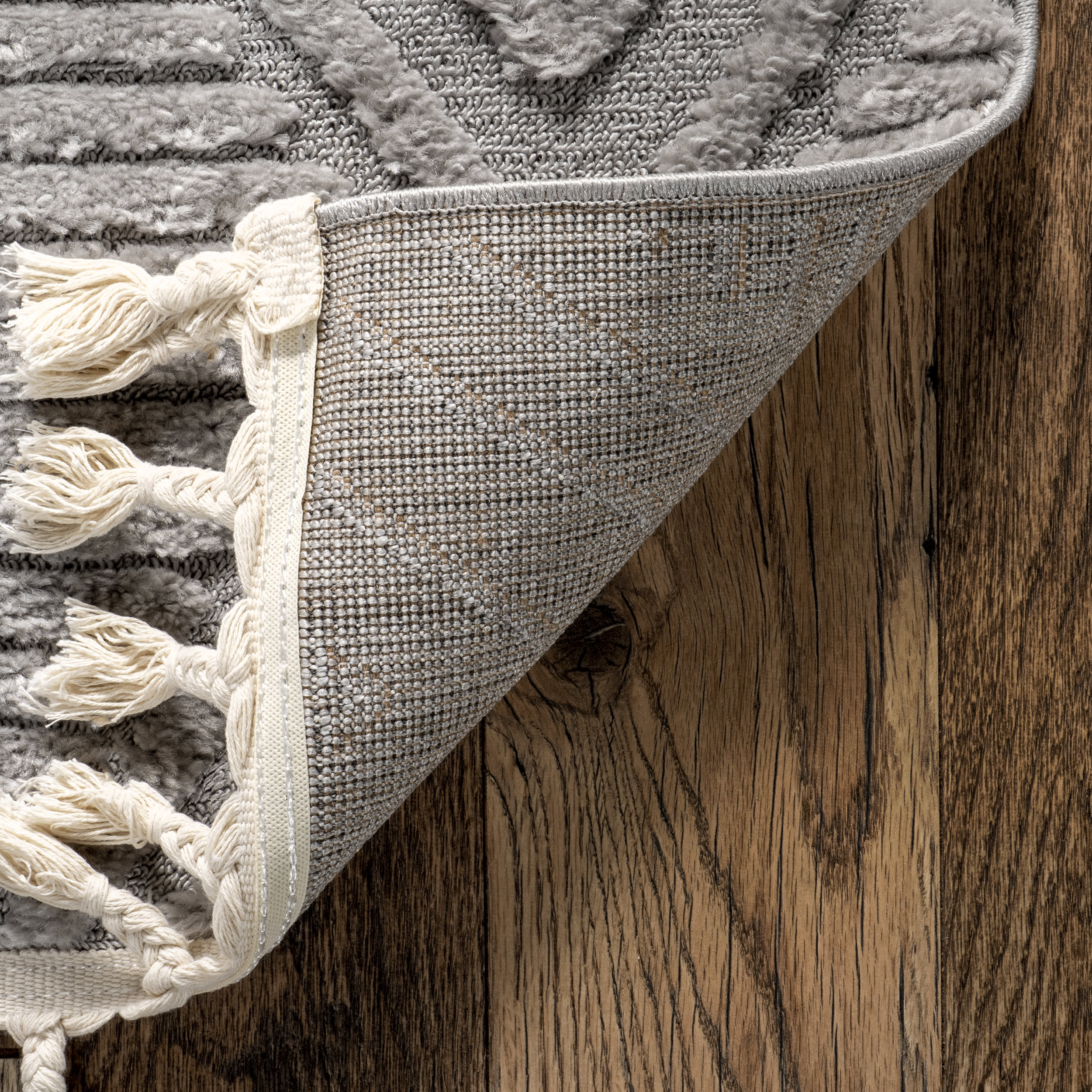 Balboa Textured Tile Rug - Soft Non-Slip Bathroom Mat, Grey Washable Shaggy Carpet for Living Room Bedroom Decor - Perfect for Cozy Home & Spa Style Bathrooms