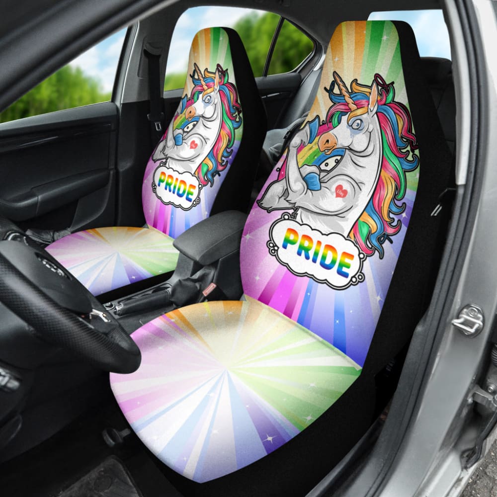 Rainbow Unicorn LGBT Pride Car Seat Covers - Waterproof & Durable Auto Accessories for LGBTQ+ Community - Perfect for Pride Parades, Road Trips & Daily Commute