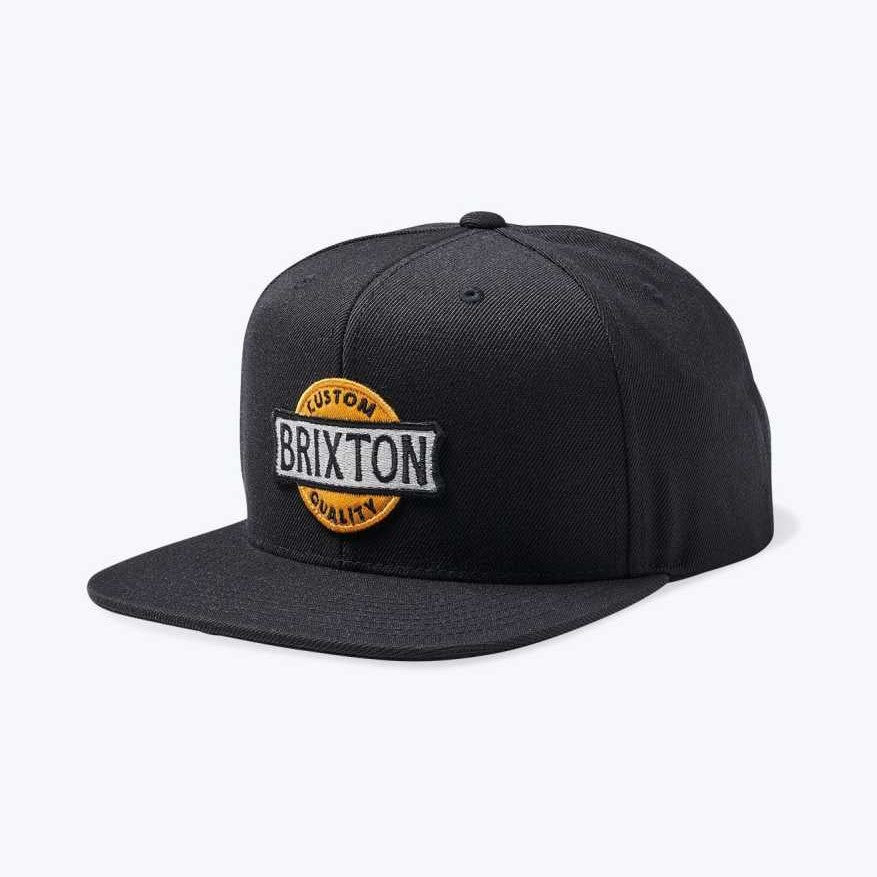 BRIXTON Wendall MP Snapback Hat - Black Adjustable Baseball Cap for Men & Women | Perfect for Casual Wear, Sports, and Outdoor Activities