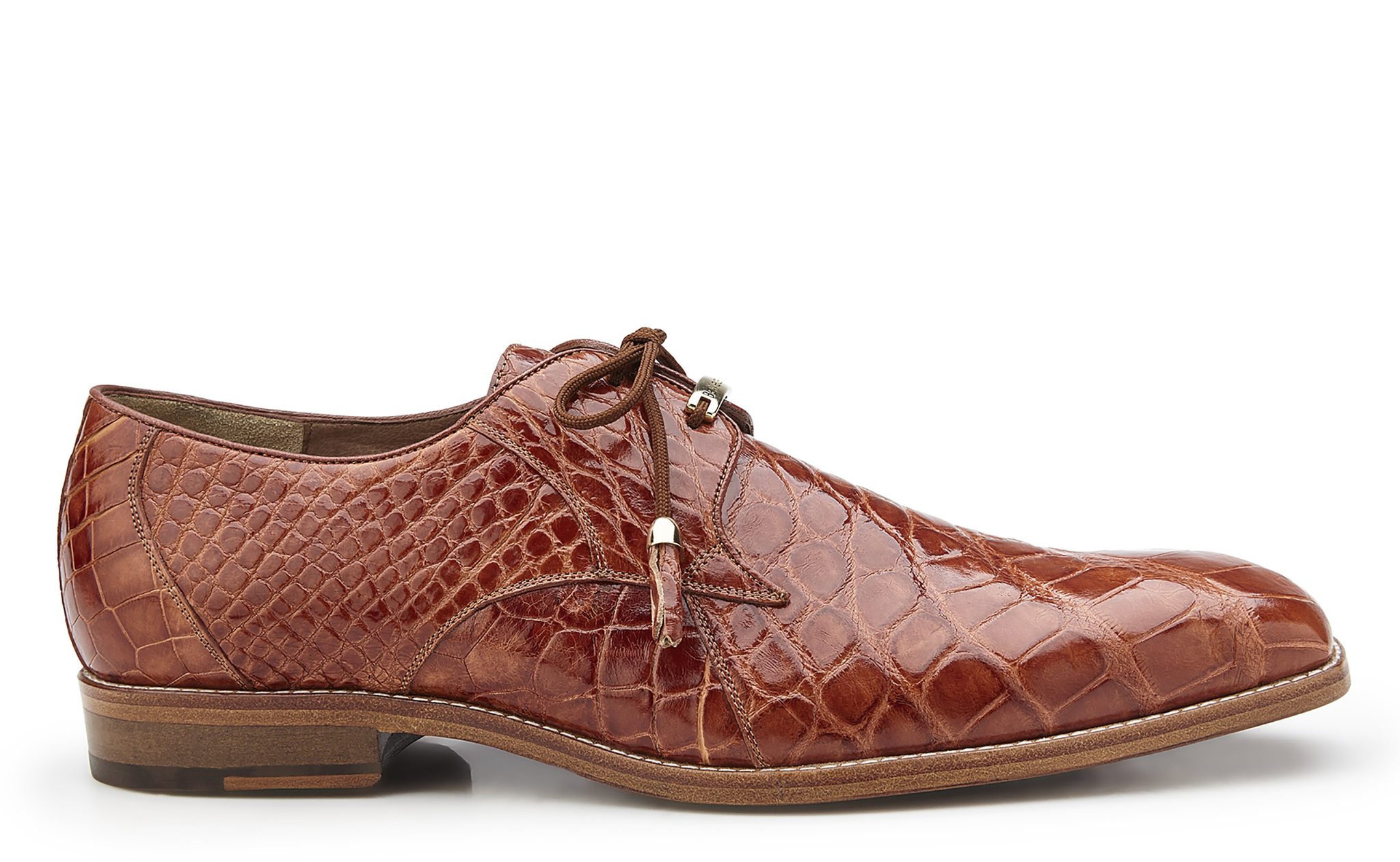 Belvedere Lago Genuine American Alligator Leather Dress Shoes for Men - Cognac Brown 14010 | Luxury Formal Business Attire & Special Occasion Footwear