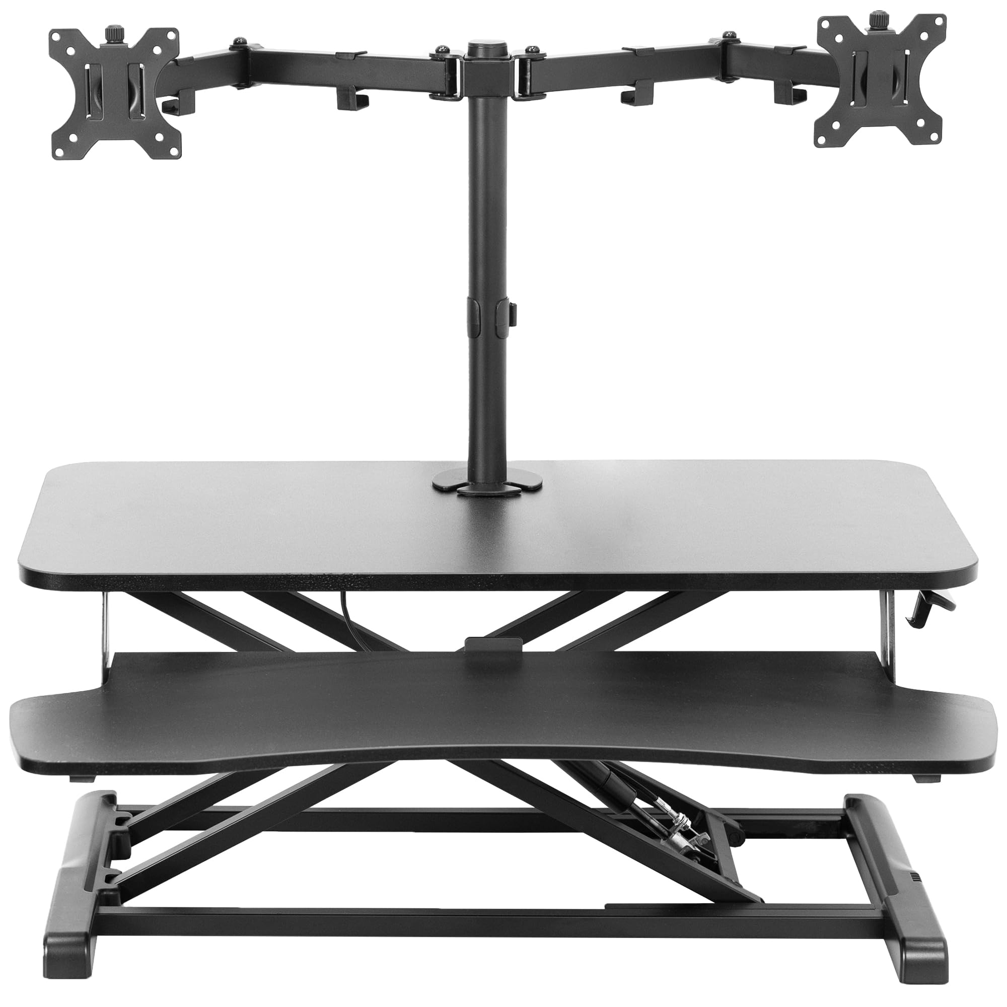 VIVO 32 Inch Height Adjustable Standing Desk Converter - Dual Monitor Stand (13-30 Inch) - Sit to Stand Workstation Riser - Black (DESK-V000K-M2) - Perfect for Home Office, Gaming Setup & Ergonomic Workspace