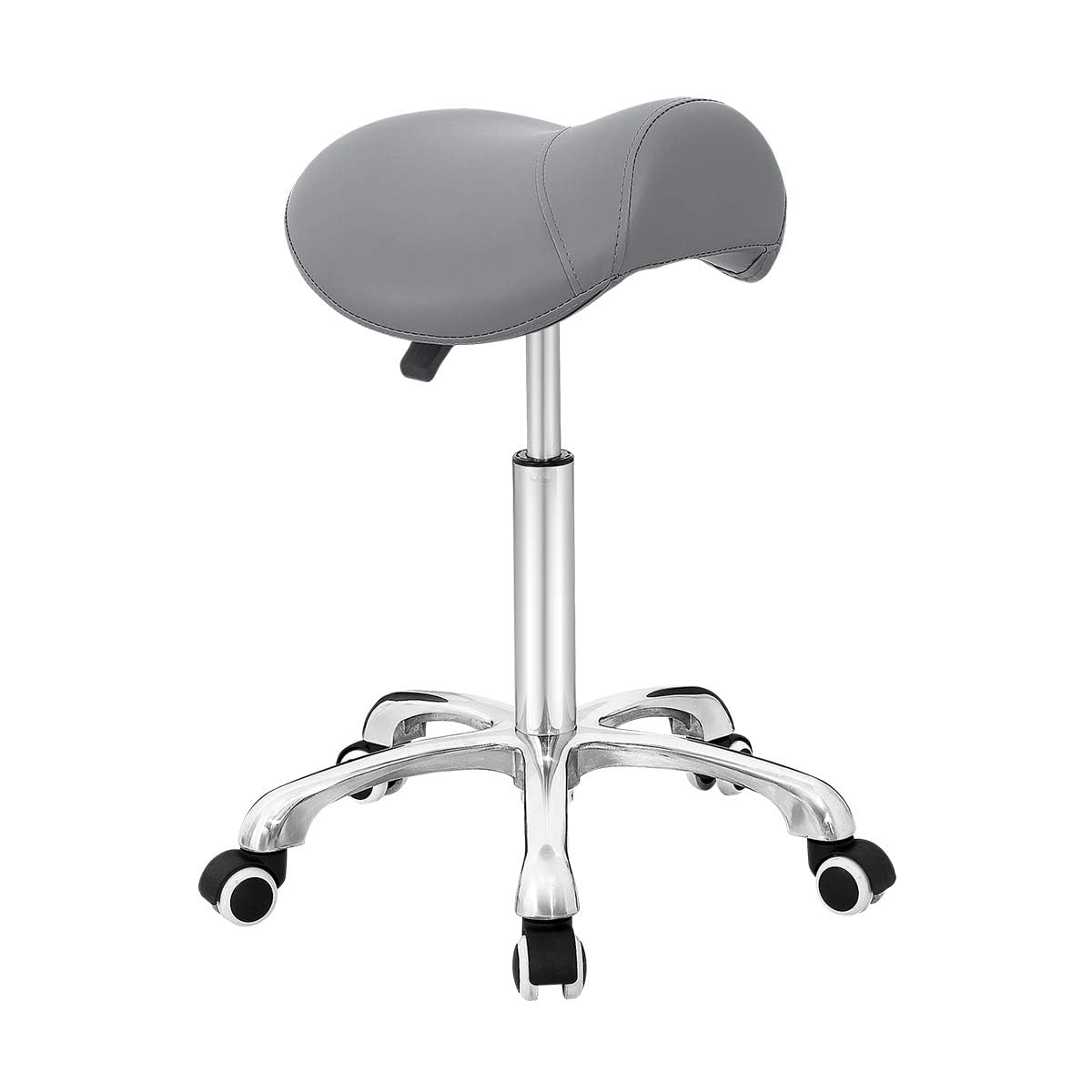 Antlu Adjustable Hydraulic Rolling Saddle Stool Chair with Wheels - Ergonomic Seat for Office, Massage Salon, Kitchen, Spa & Drafting - Perfect for Therapists, Chefs & Office Workers (Grey)