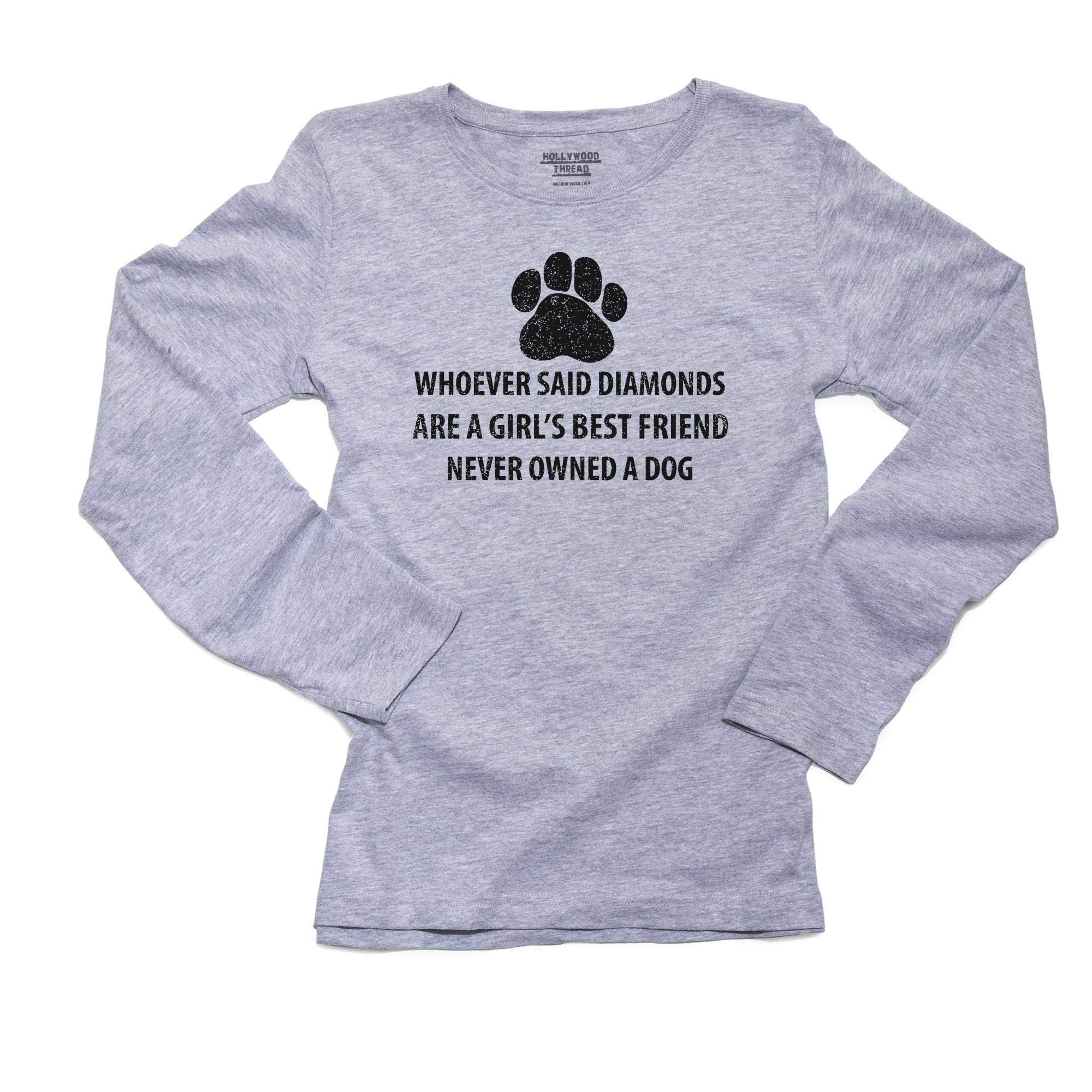 Hollywood Thread Dog Paw Women's Long Sleeve T-Shirt - Best Friend Dog Lover Gift, Casual Wear for Dog Moms, Perfect for Daily Outfits & Dog Park Adventures