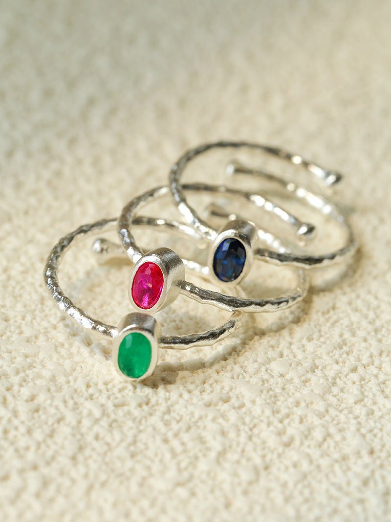 925 Sterling Silver Oval Green Gemstone Stacking Ring for Women - Perfect for Layering, Everyday Wear & Gift Giving