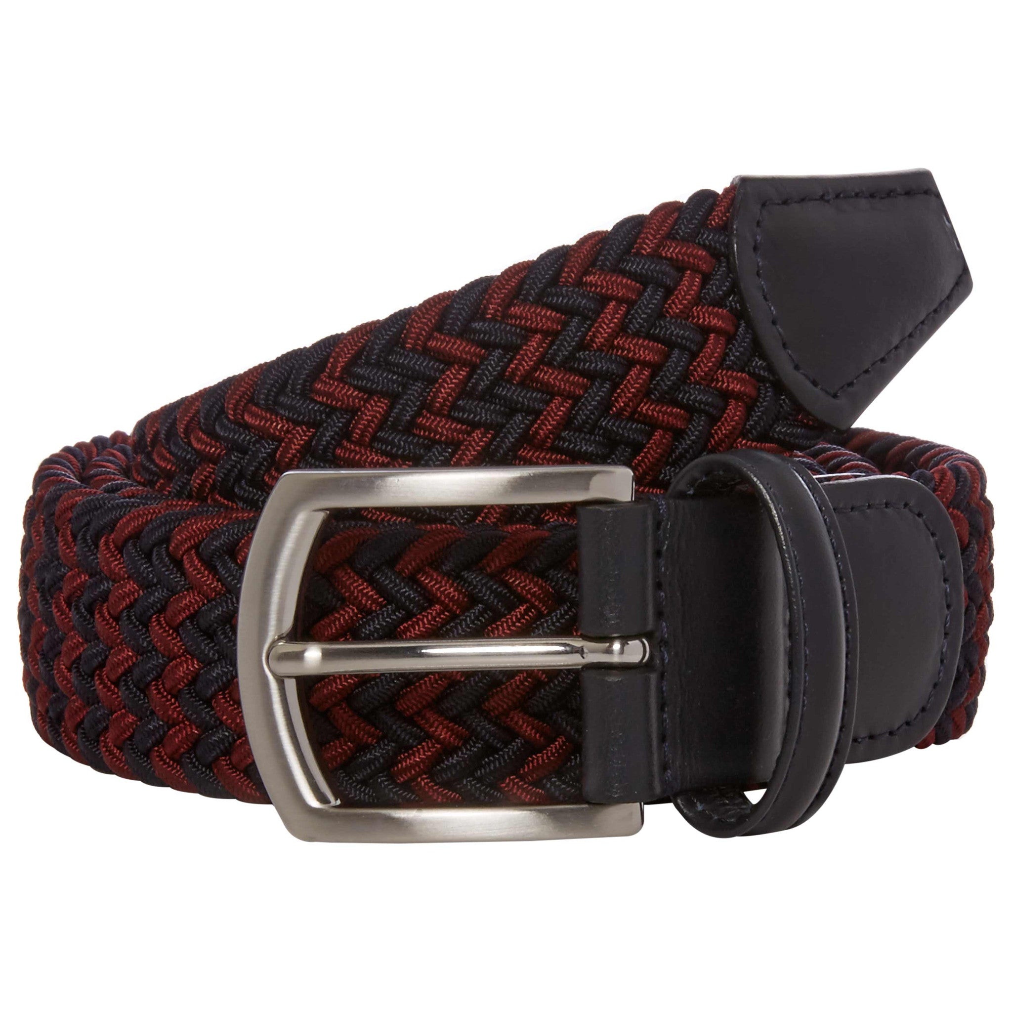 Stylish Navy & Burgundy Elastic Waist Belt with Silver Buckle - Adjustable Fashion Accessory for Women & Men | Perfect for Jeans, Dresses, Pants & Casual Outfits