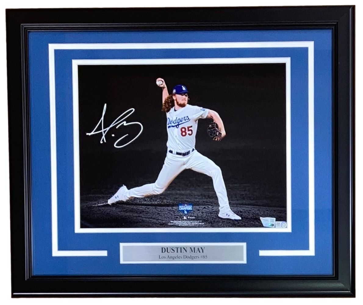 Dustin May Autographed Signed 11x14 Framed Photo - Los Angeles Dodgers Memorabilia - Perfect for Sports Fans, Collectors, and Home/Office Decor