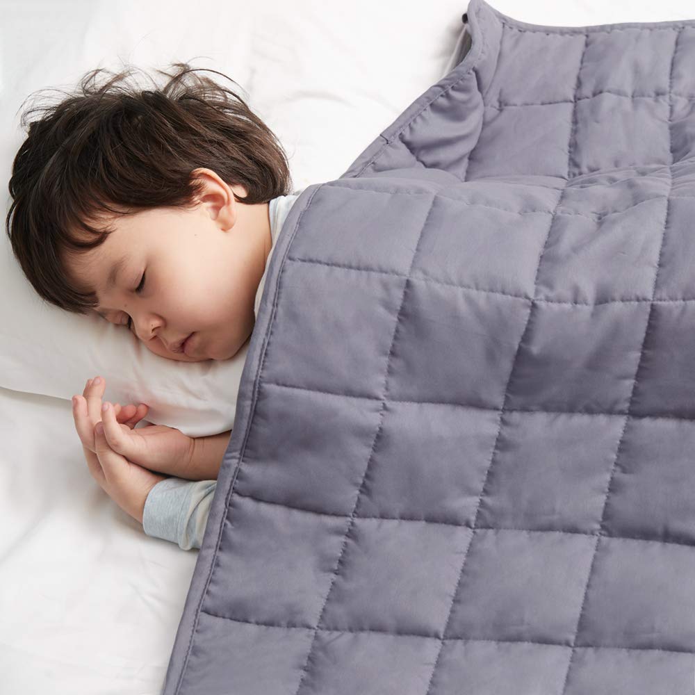 ROSMARUS 8 lbs Weighted Blanket for Kids - Soft Cotton Child Blanket with Glass Beads, 41x60 Inches Grey Toddler Lap Blanket | Perfect for Calming Anxiety, ADHD, Autism & Better Sleep