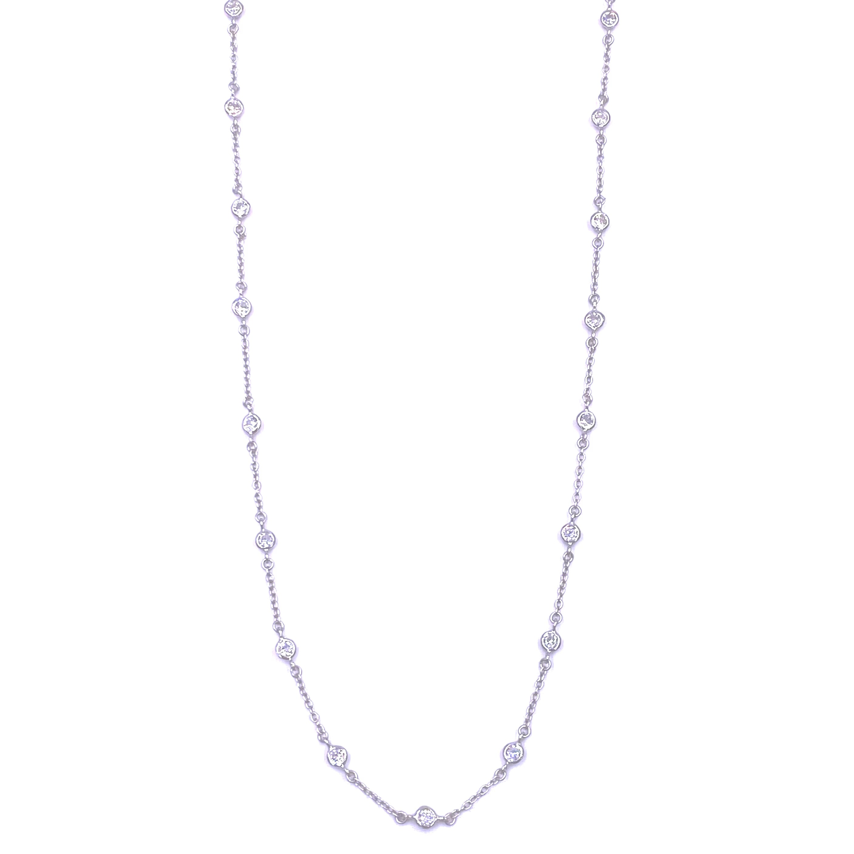 Ashley Gold Sterling Silver Mini CZ By The Yard Necklace - Dainty Layering Chain for Everyday Wear & Special Occasions