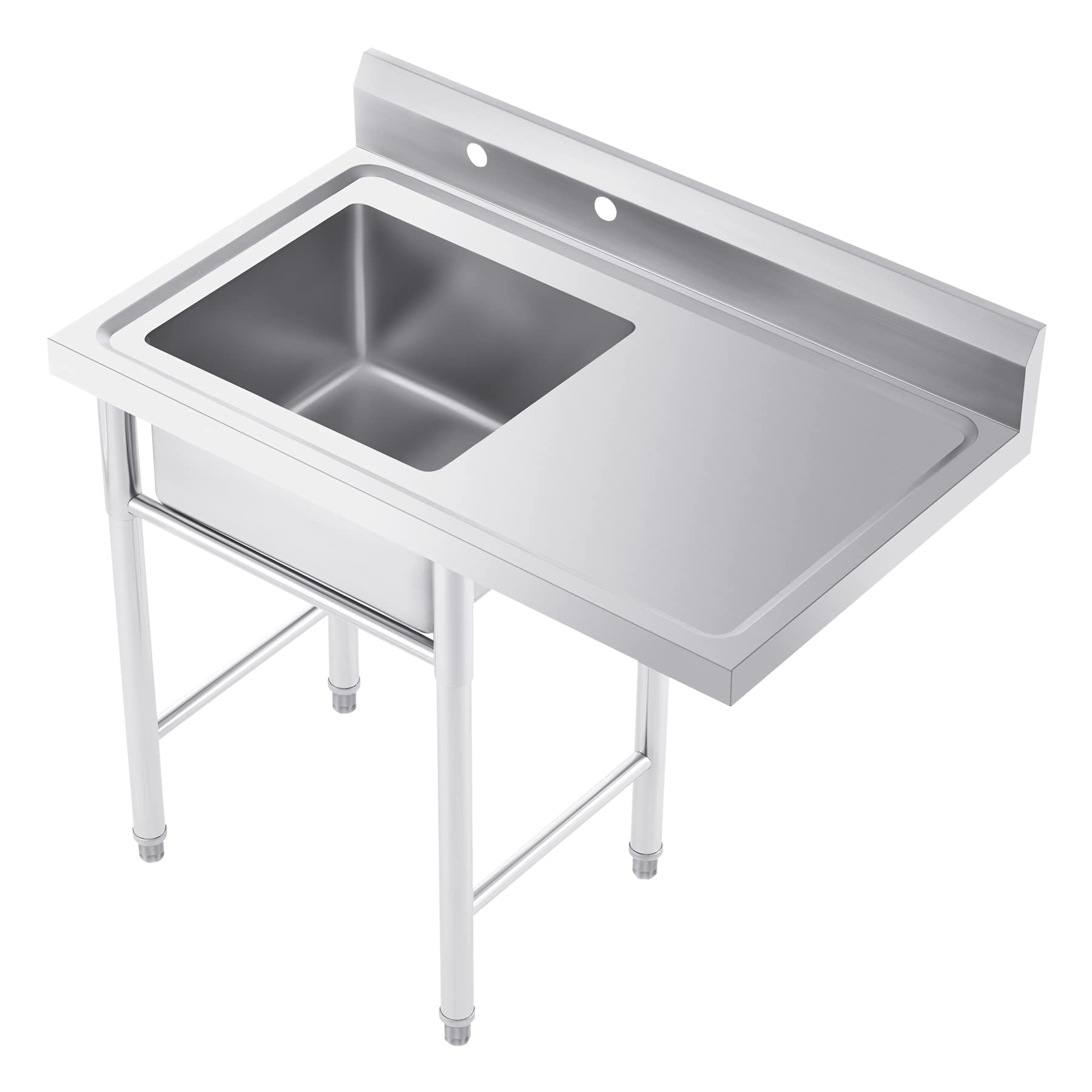 Commercial Stainless Steel Utility Sink with Storage & Splash Guard - 39