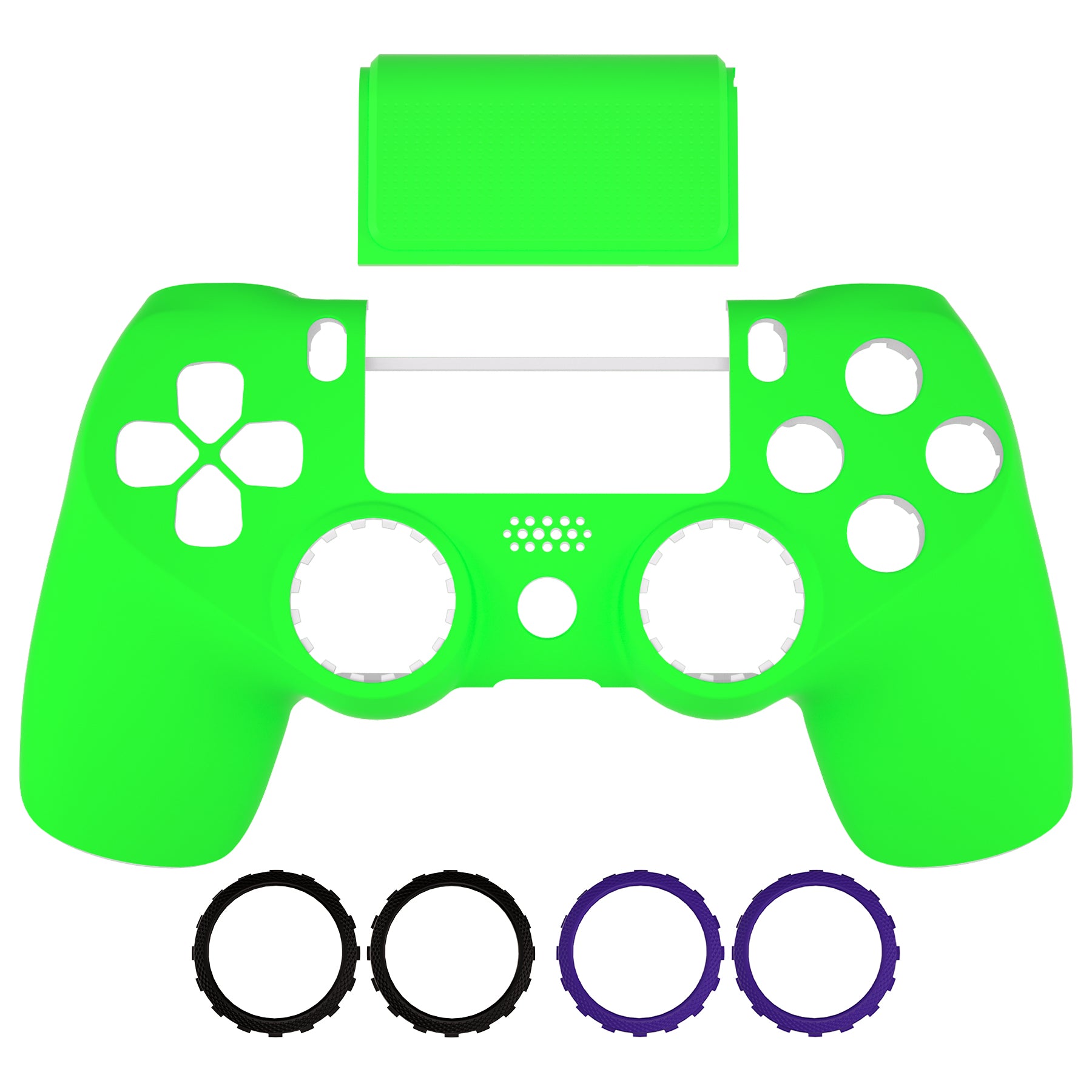 ExtremeRate Neon Green Ghost Replacement Faceplate & Touchpad for PS4 Slim/Pro Controller - Soft Touch Shell Compatible with JDM 040/050/055 Models (Controller Not Included) | Perfect for Gaming Enthusiasts & Custom Mods