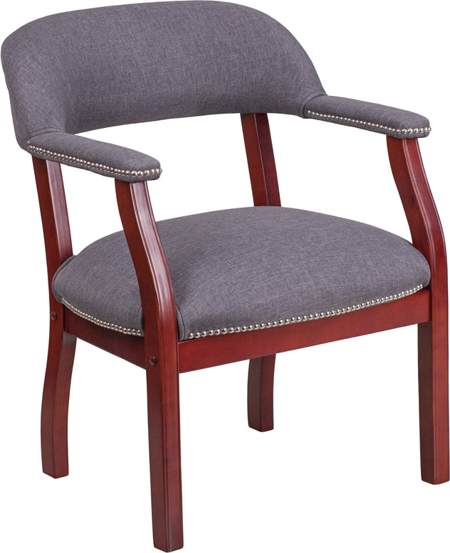 Premium FLASH Diamond Gray Fabric Conference Chair with Elegant Accent Nail Trim - Perfect for Office Meetings, Home Offices, and Executive Workspaces