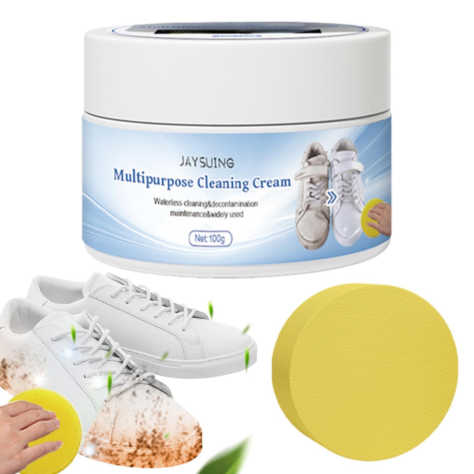 **Premium Shoe Stain Remover & Cleaning Kit – Multi-Functional Shoe Cleaner Cream with Sponge for White Shoes, Sneakers & Leather – Shoe Stain Removal & Shining Kit for Daily Care & Travel**